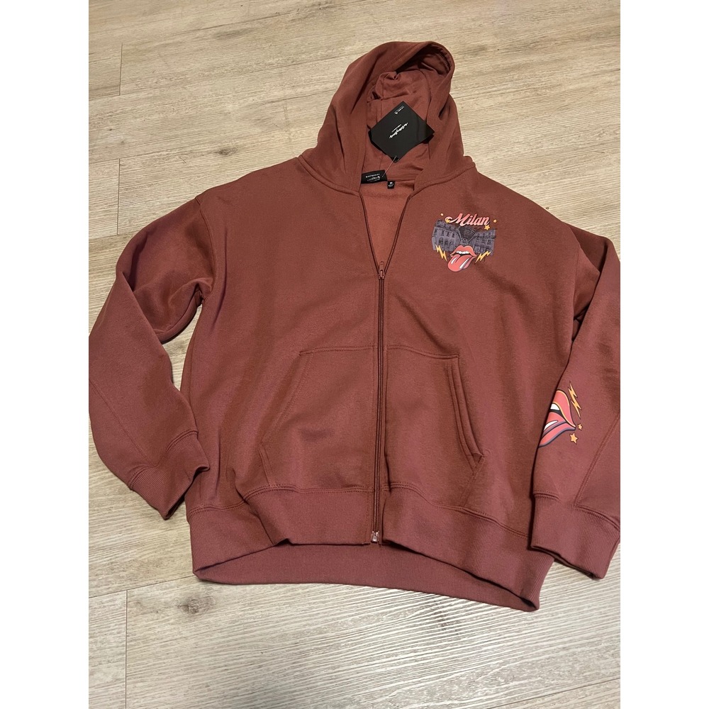 The Rolling Stones Milan 2022 Stadio San Siro Zip Hoodie Mens Medium Burgundy